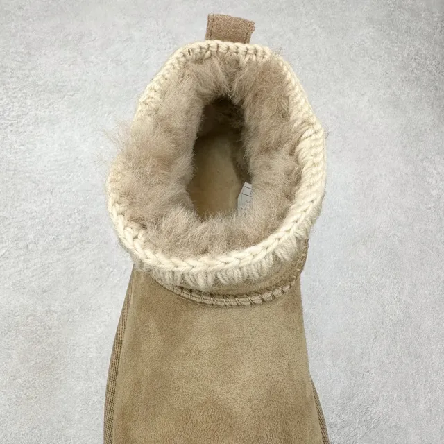 UGG Tasman Tan Suede Knit-Trimmed Platform Snow Boots 4