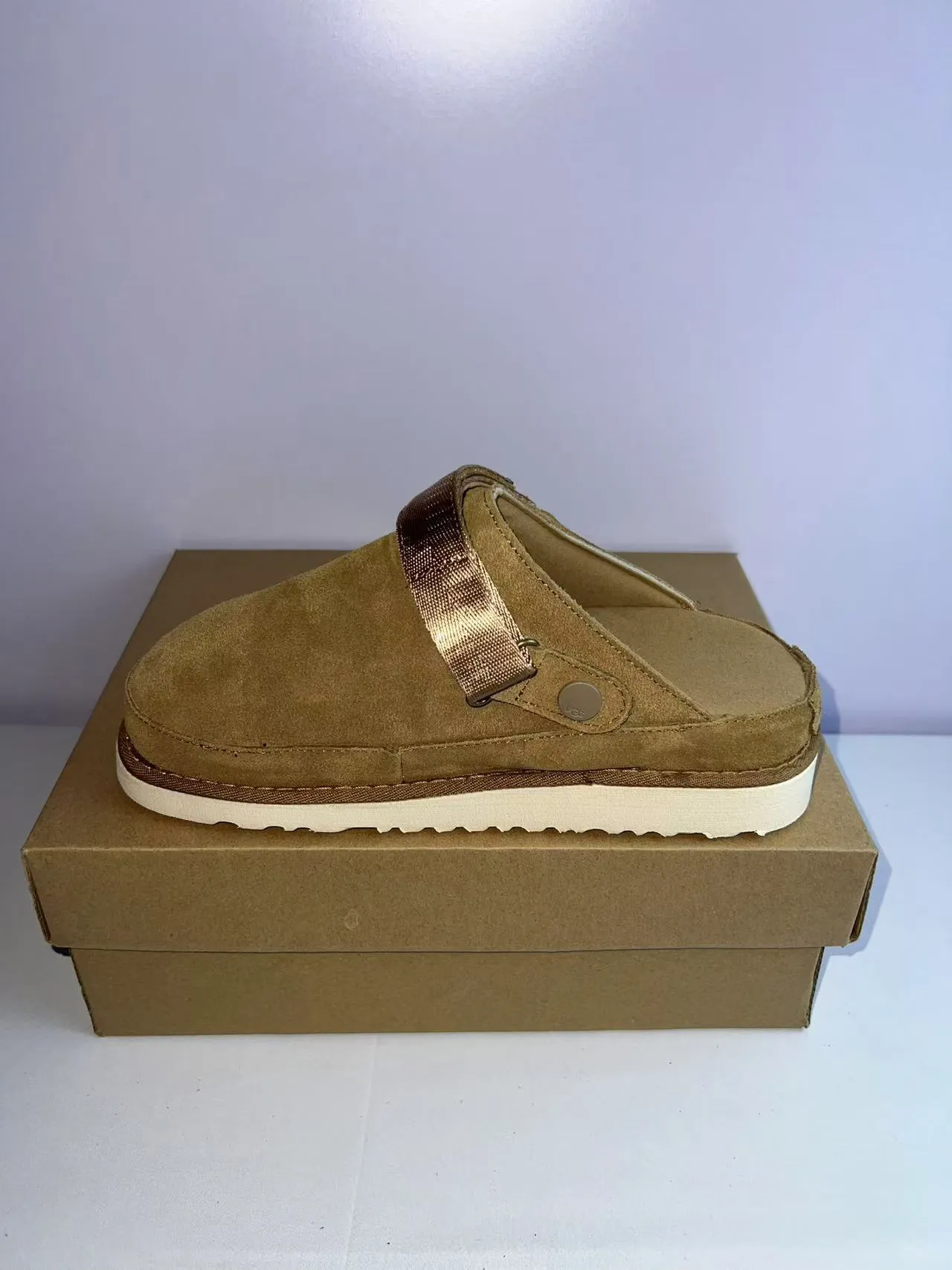 UGG Tasman Tan Suede Platform Slippers 3