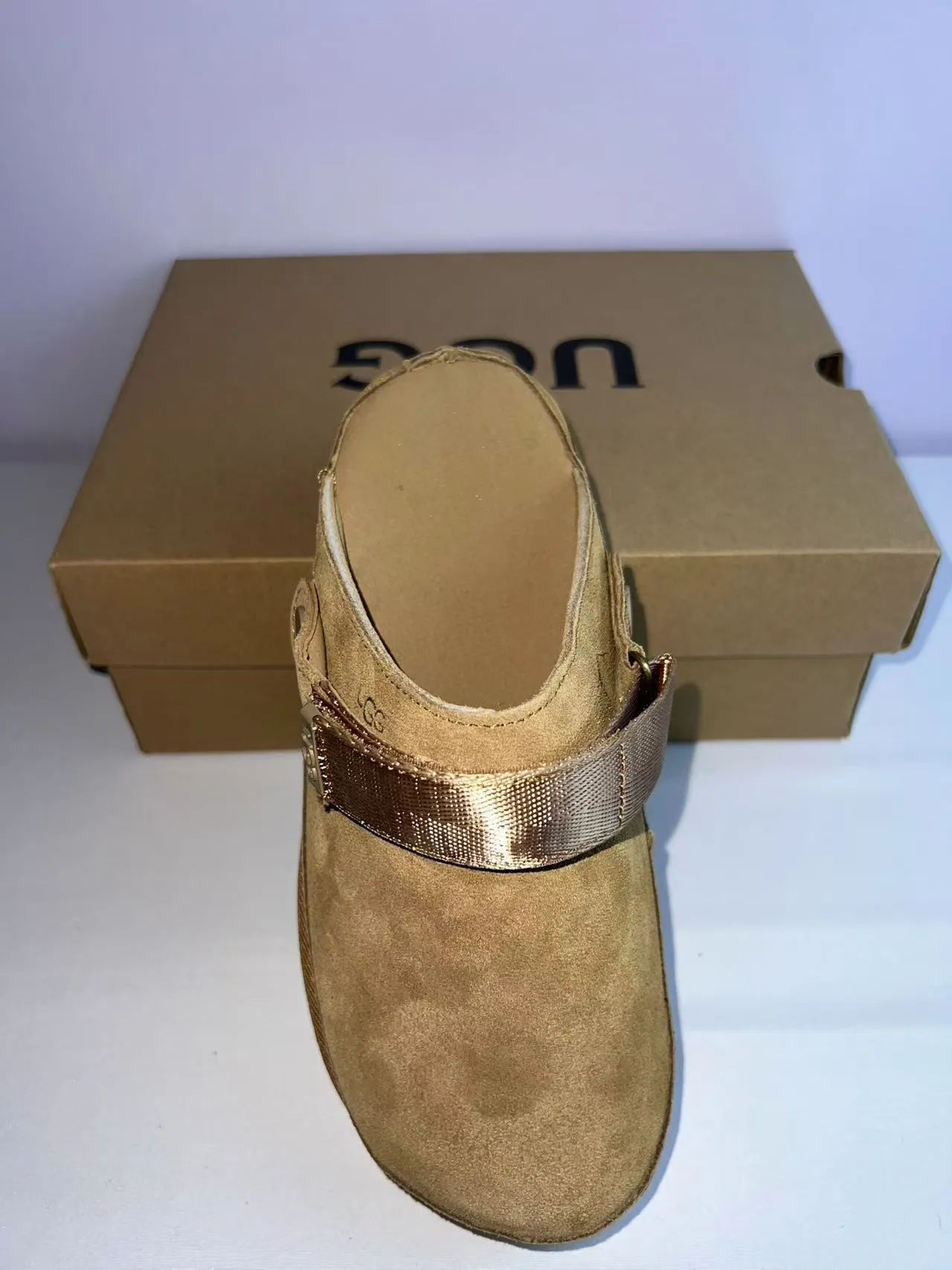UGG Tasman Tan Suede Platform Slippers 4