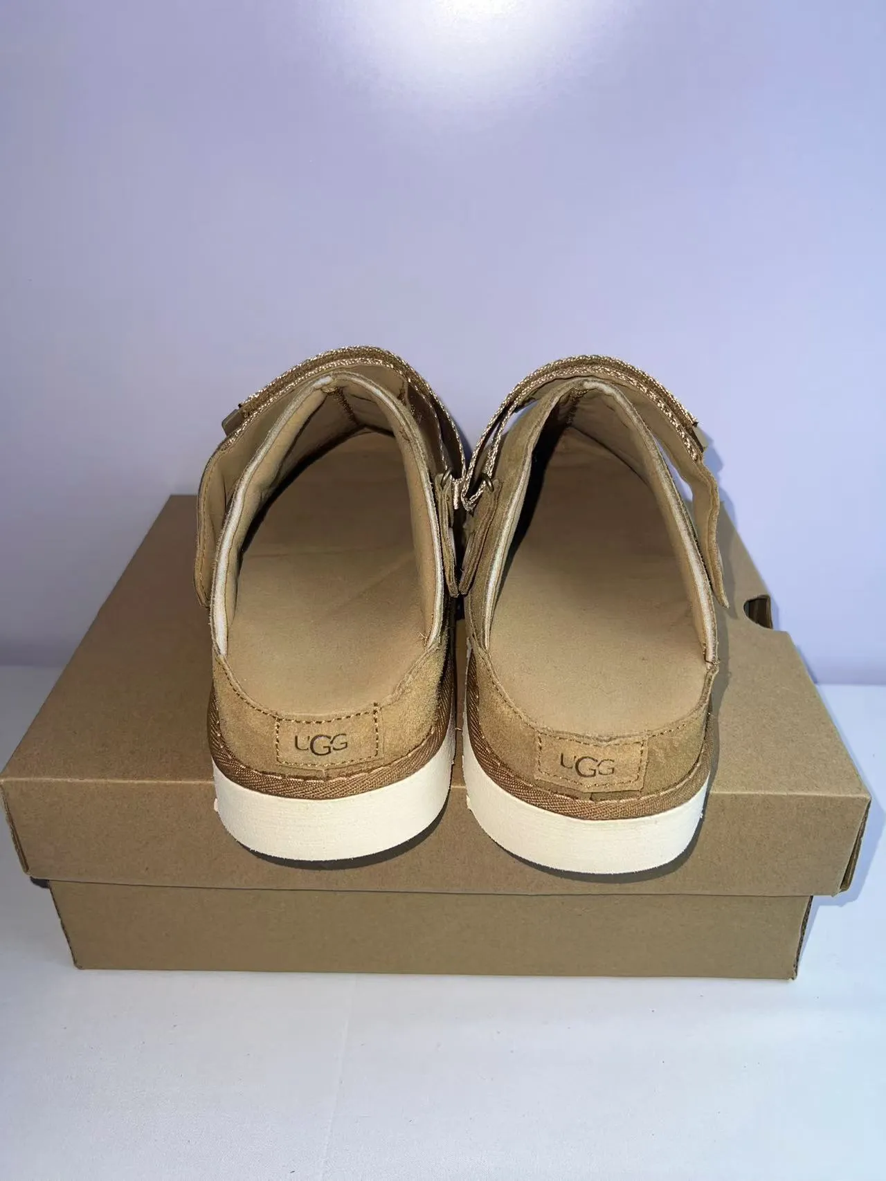 UGG Tasman Tan Suede Platform Slippers 5