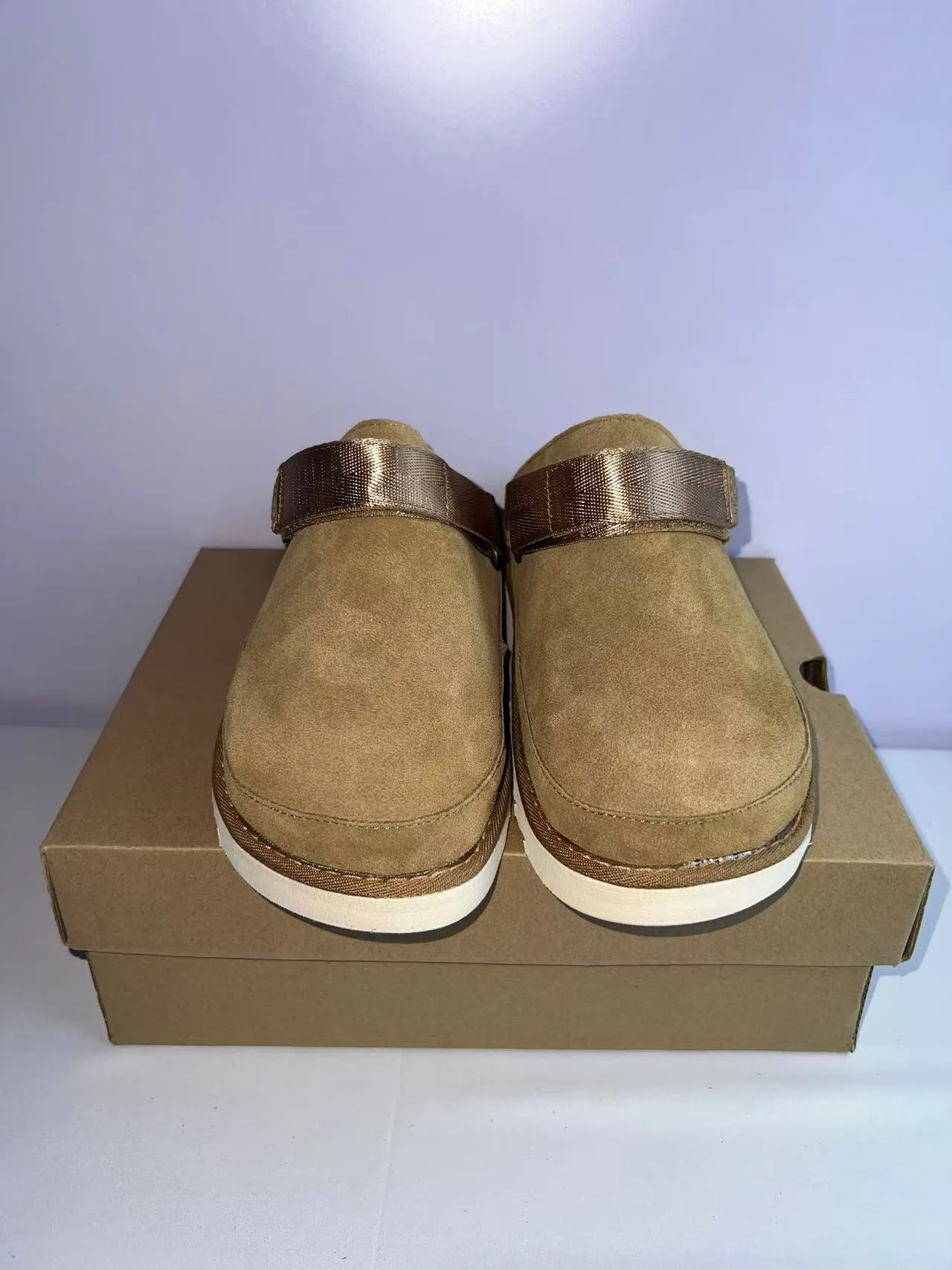 UGG Tasman Tan Suede Platform Slippers 6