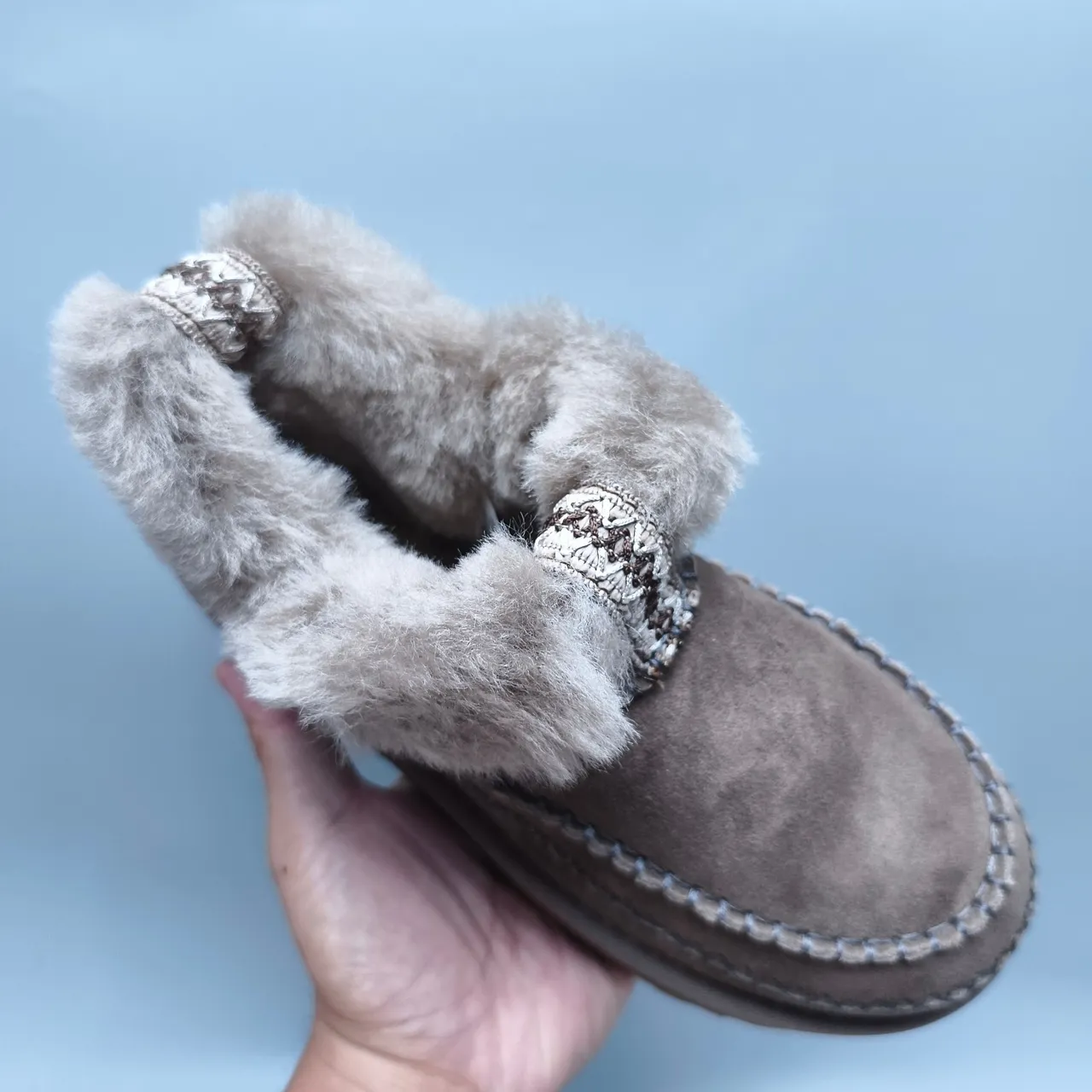 UGG Tasman Taupe Shearling-Cuffed Snow Boots 3