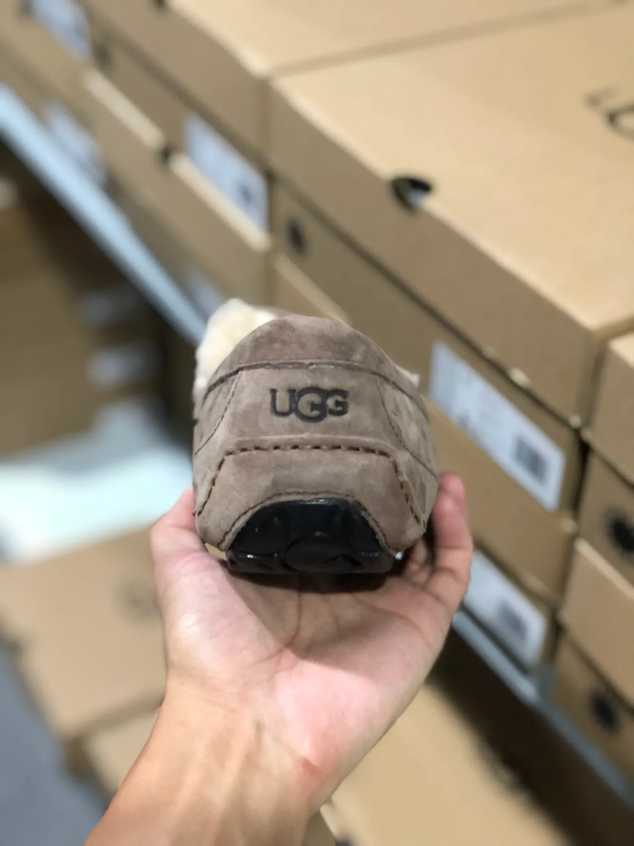 UGG Tasman Taupe Suede Shearling-Lined Loafers 3