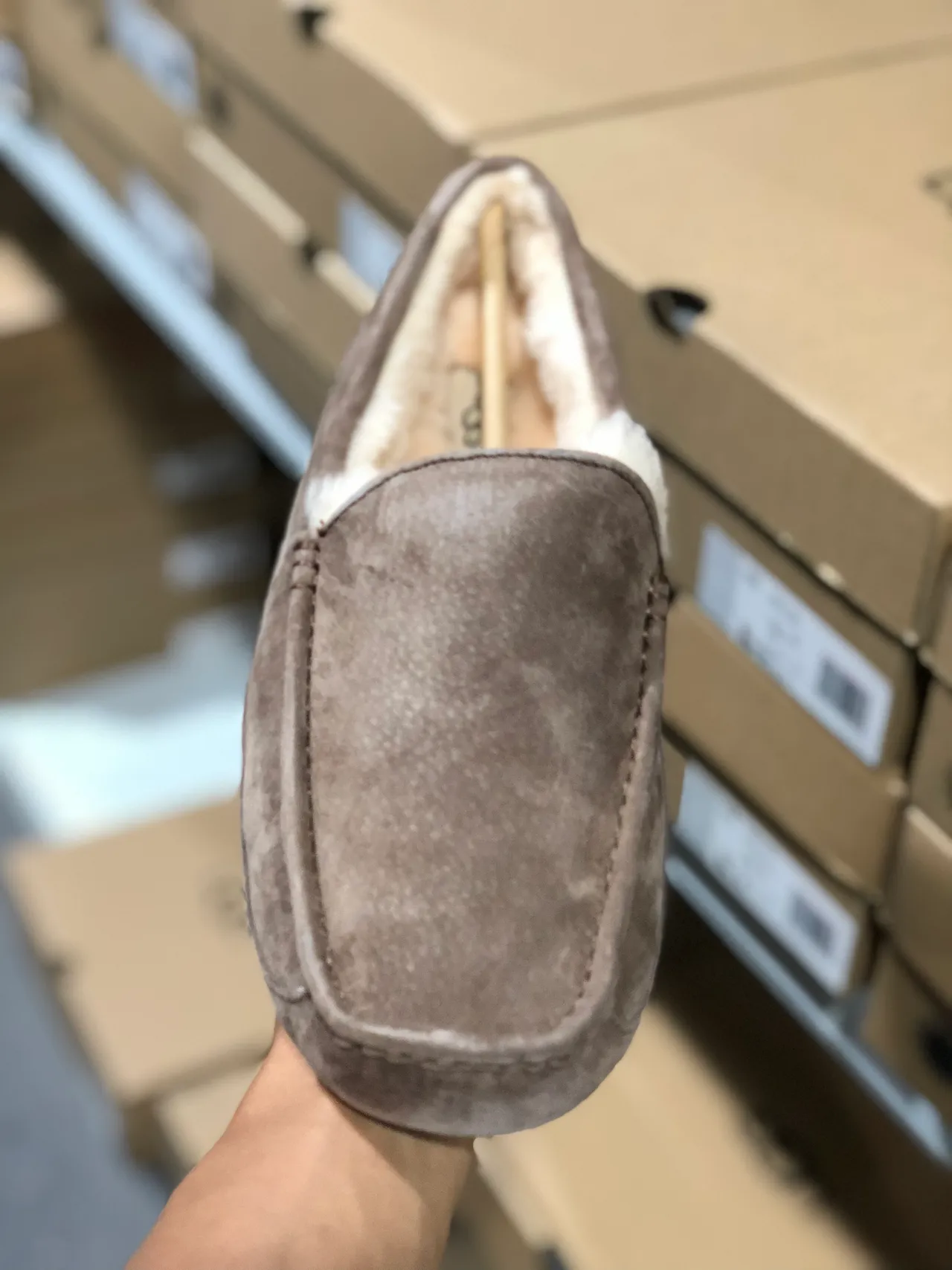 UGG Tasman Taupe Suede Shearling-Lined Loafers 5