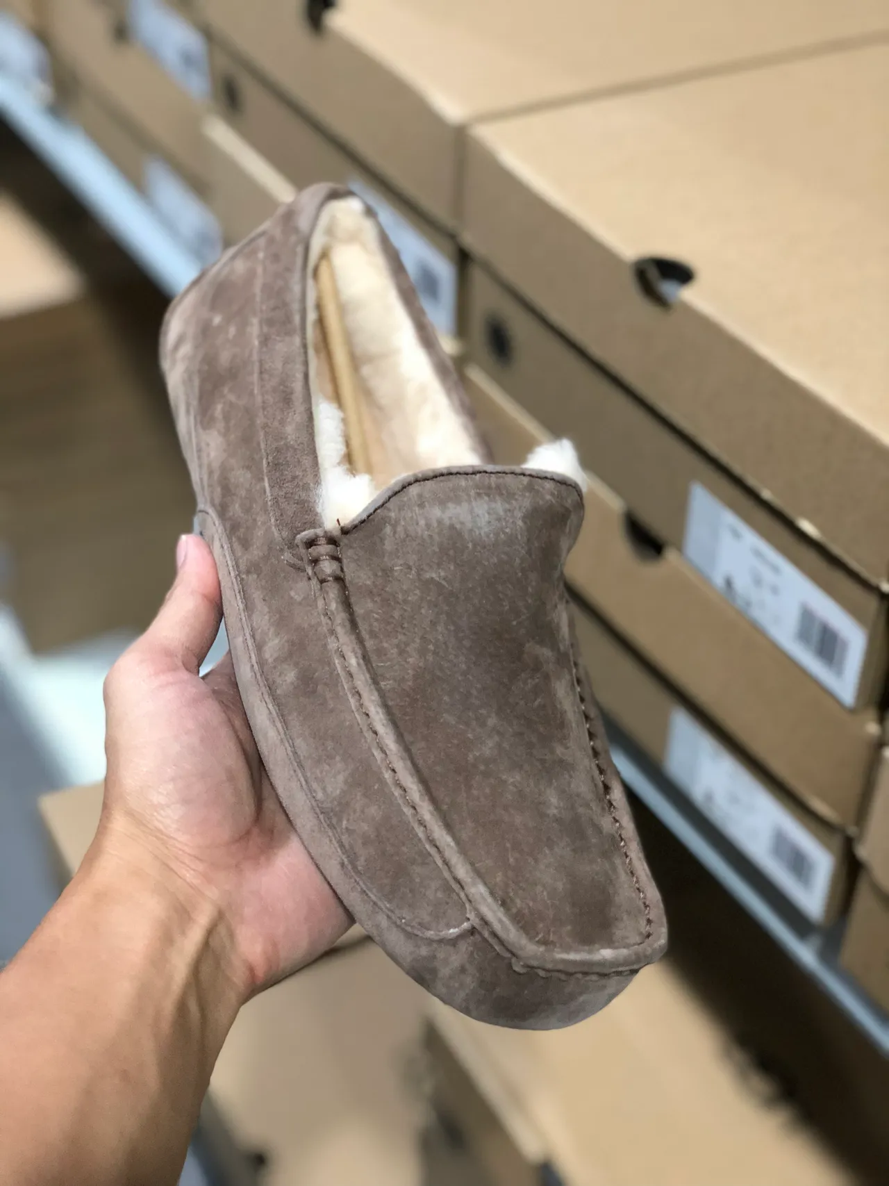 UGG Tasman Taupe Suede Shearling-Lined Loafers 6