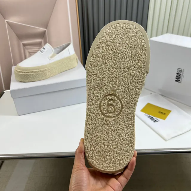 UMA WANG Beige White Slip-On Upper Canvas Shoes 2
