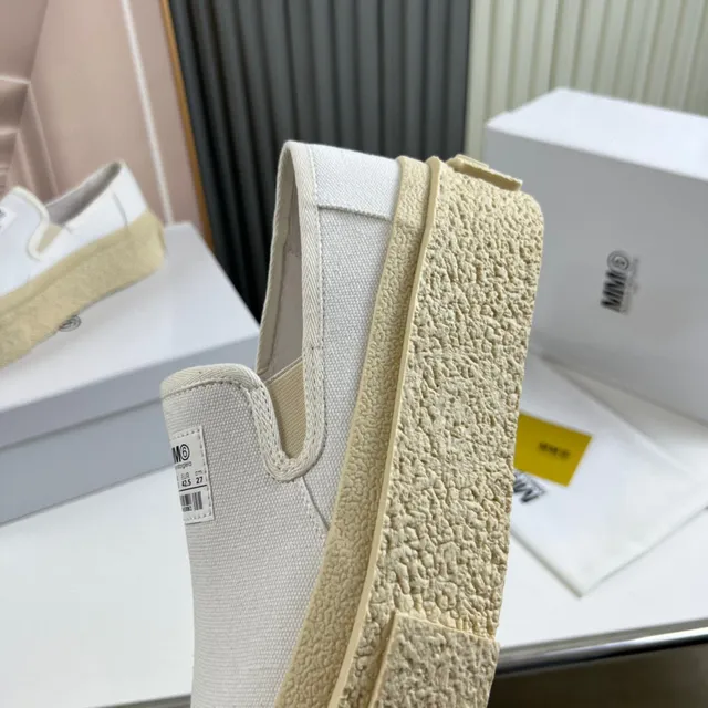 UMA WANG Beige White Slip-On Upper Canvas Shoes 3