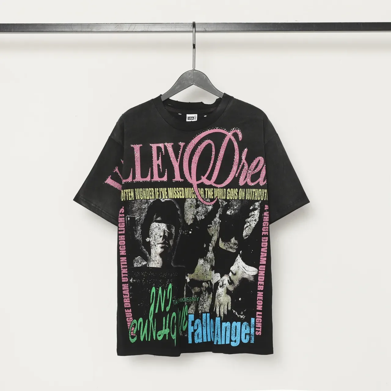 Vale Forever Oversized Distressed Graphic Print Black T-Shirt 2