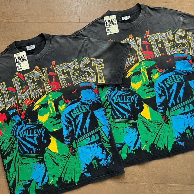 Vale Forever Valley Fest Graphic Distressed Black Multicolor T-Shirt 2