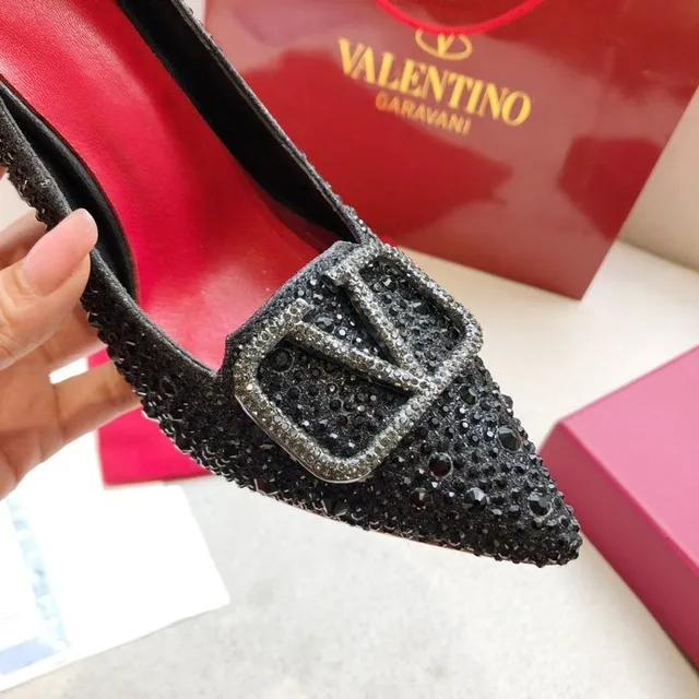 Valentino Black Crystal-Embellished Pointed-Toe Stiletto 2