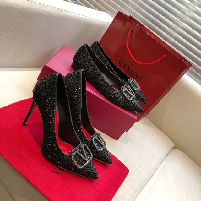 Valentino Black Crystal-Embellished Pointed-Toe Stiletto 3