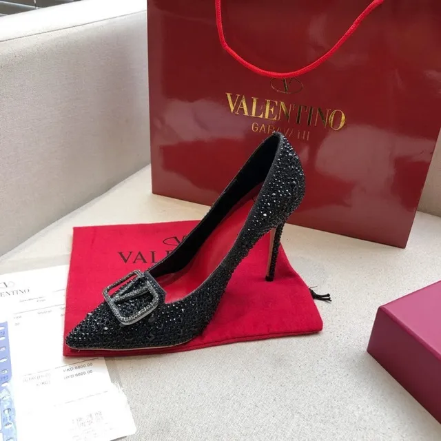 Valentino Black Crystal-Embellished Pointed-Toe Stiletto 5