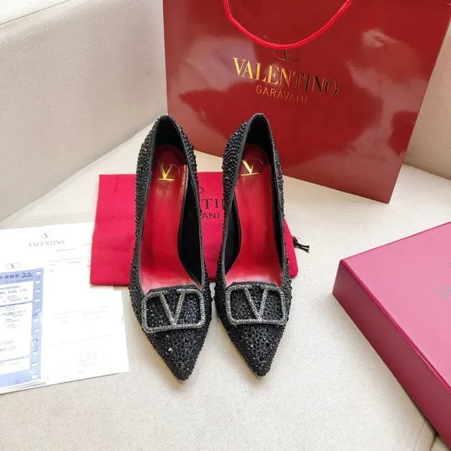 Valentino Black Crystal-Embellished Pointed-Toe Stiletto 7