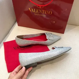 Valentino Rockstud Crystal-Embellished Pointed-Toe Ballet Flats
