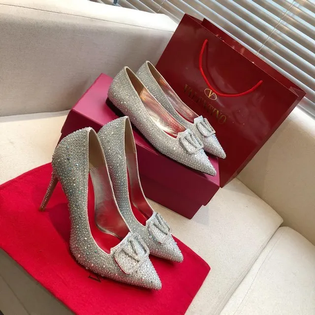 Valentino Rockstud Crystal-Embellished Pointed-Toe Ballet Flats 2