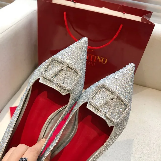 Valentino Rockstud Crystal-Embellished Pointed-Toe Ballet Flats 3