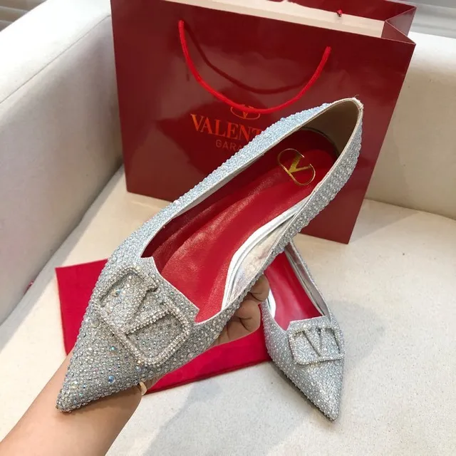 Valentino Rockstud Crystal-Embellished Pointed-Toe Ballet Flats 5