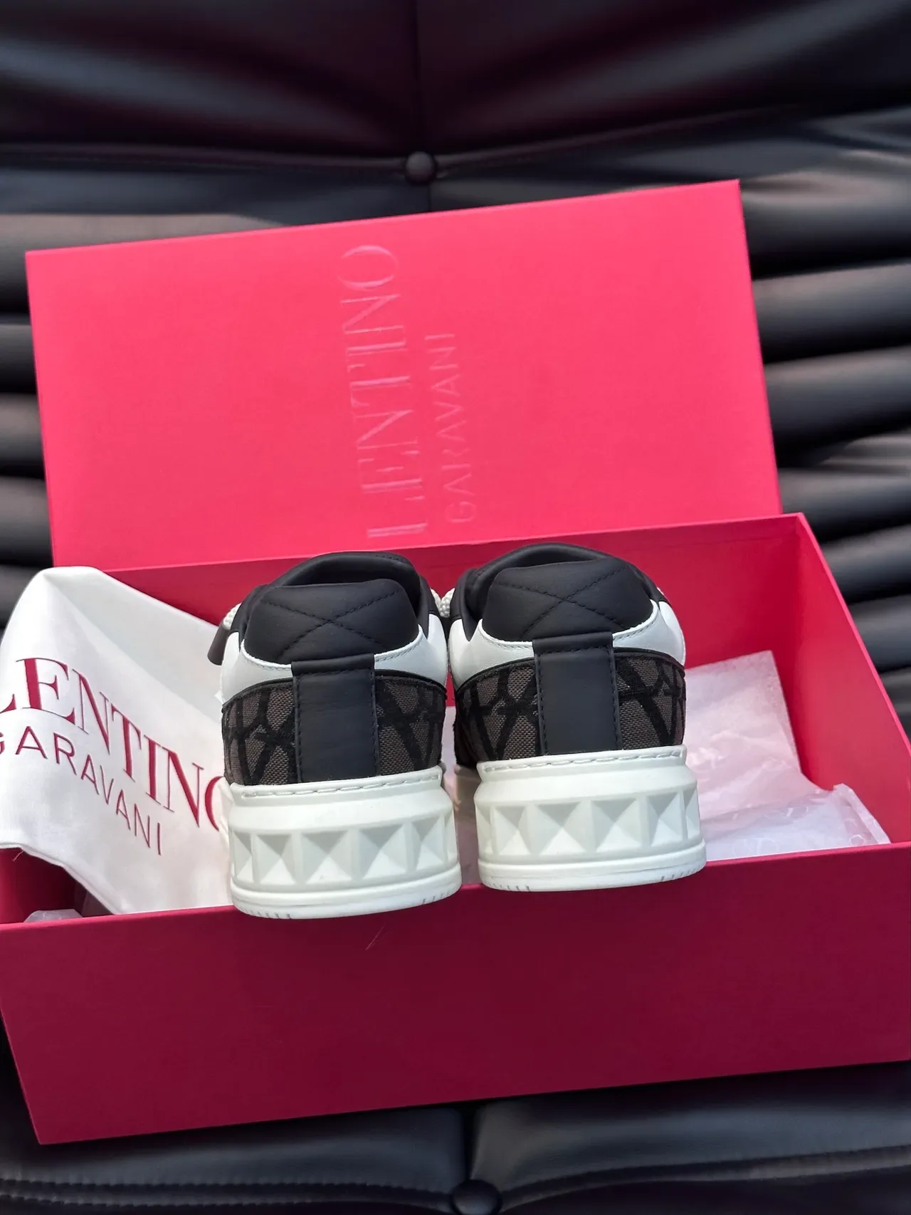 Valentino Rockstud Monogram Mesh and Leather Chunky Sneakers 4