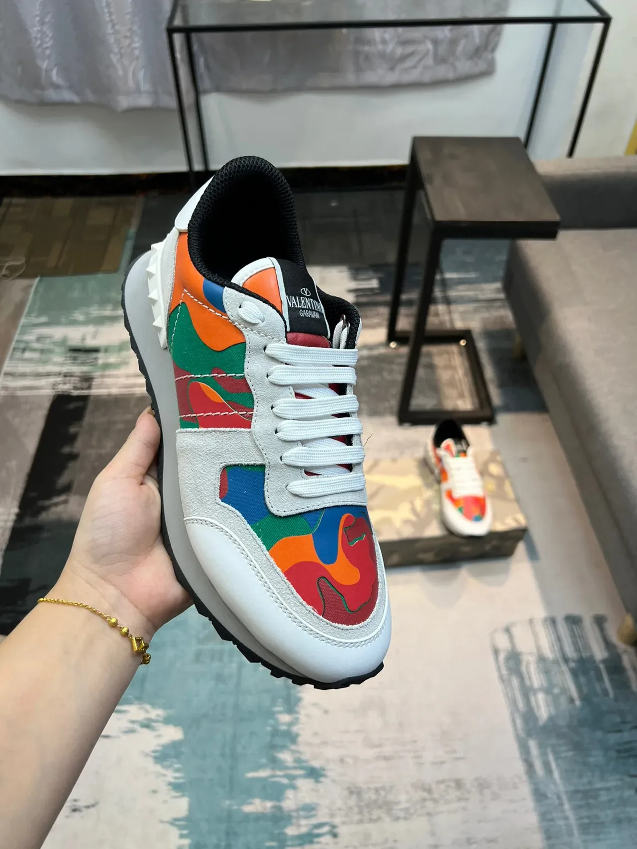 Valentino Rockstud Multicolor Camo Lifestyle Sneakers 6