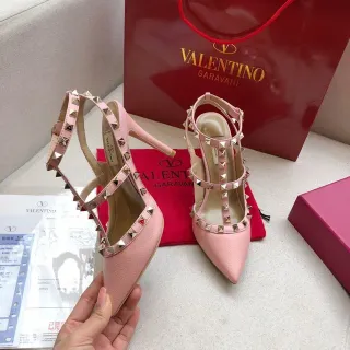 Valentino Rockstud Pink Leather Studded Stilettos