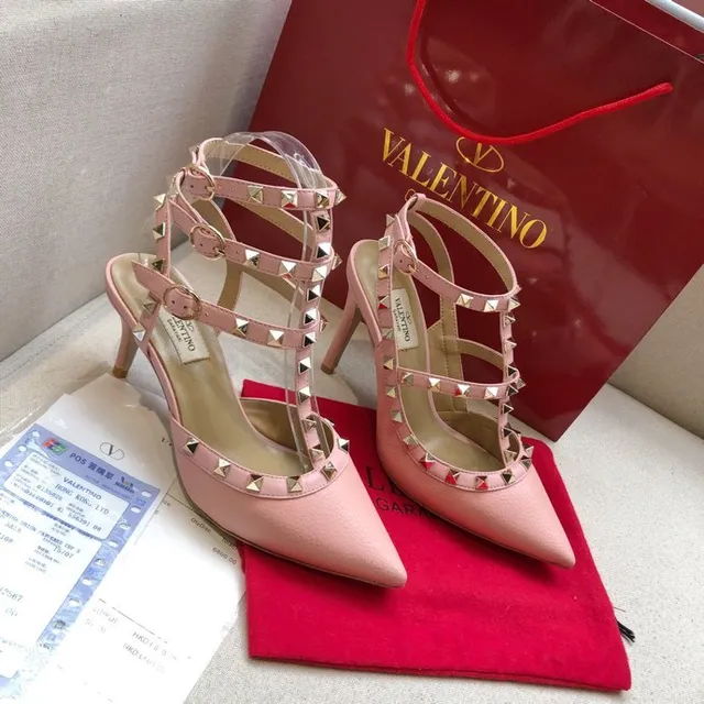 Valentino Rockstud Pink Leather Studded Stilettos 3