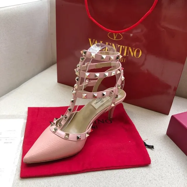 Valentino Rockstud Pink Leather Studded Stilettos 7