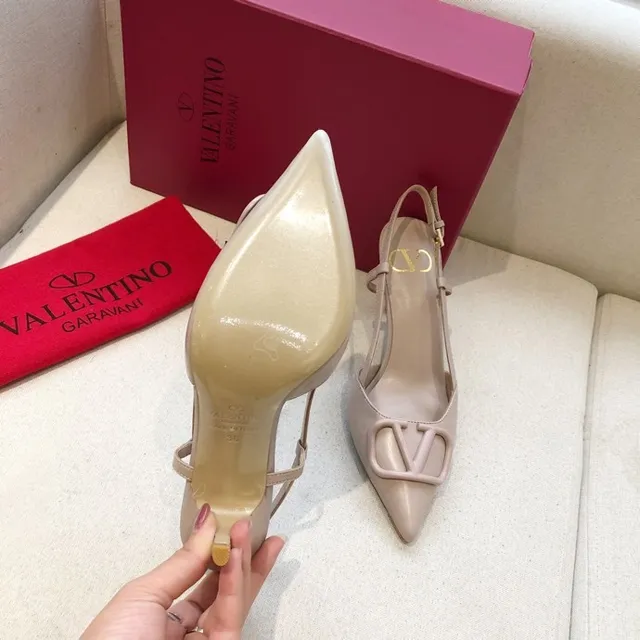 Valentino Rockstud VLOGO bombas nude bege slingback 6