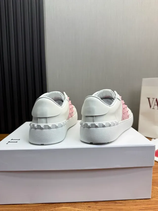 Valentino Rockstud White and Pink Stud-Strap Lifestyle Sneakers 5