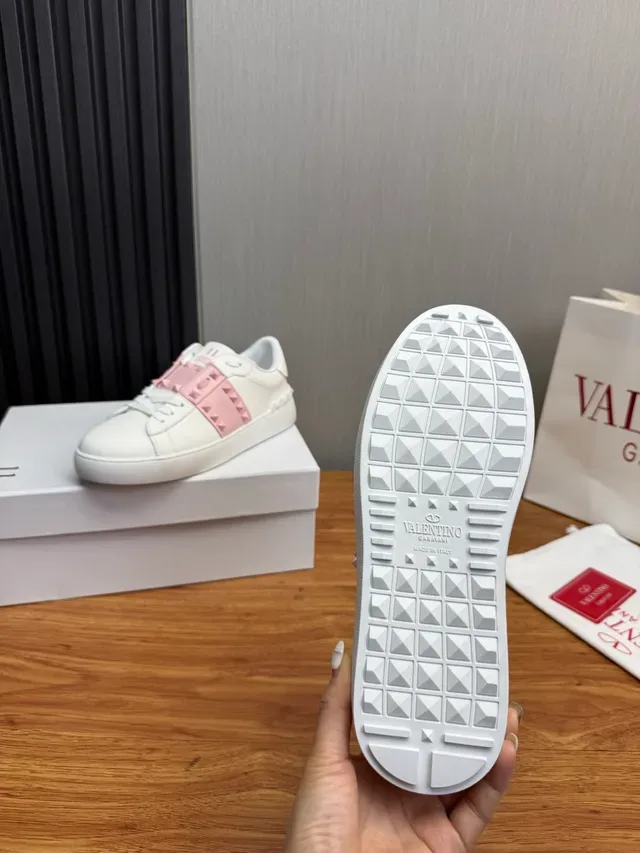 Valentino Rockstud White and Pink Stud-Strap Lifestyle Sneakers 10