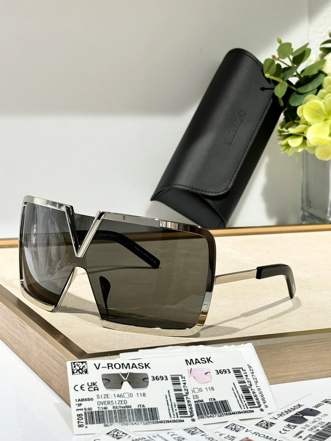 Valentino V-Romask Oversized Shield Sunglasses 7