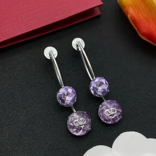 Valentino VLogo Double-Stone Purple Drop Earrings