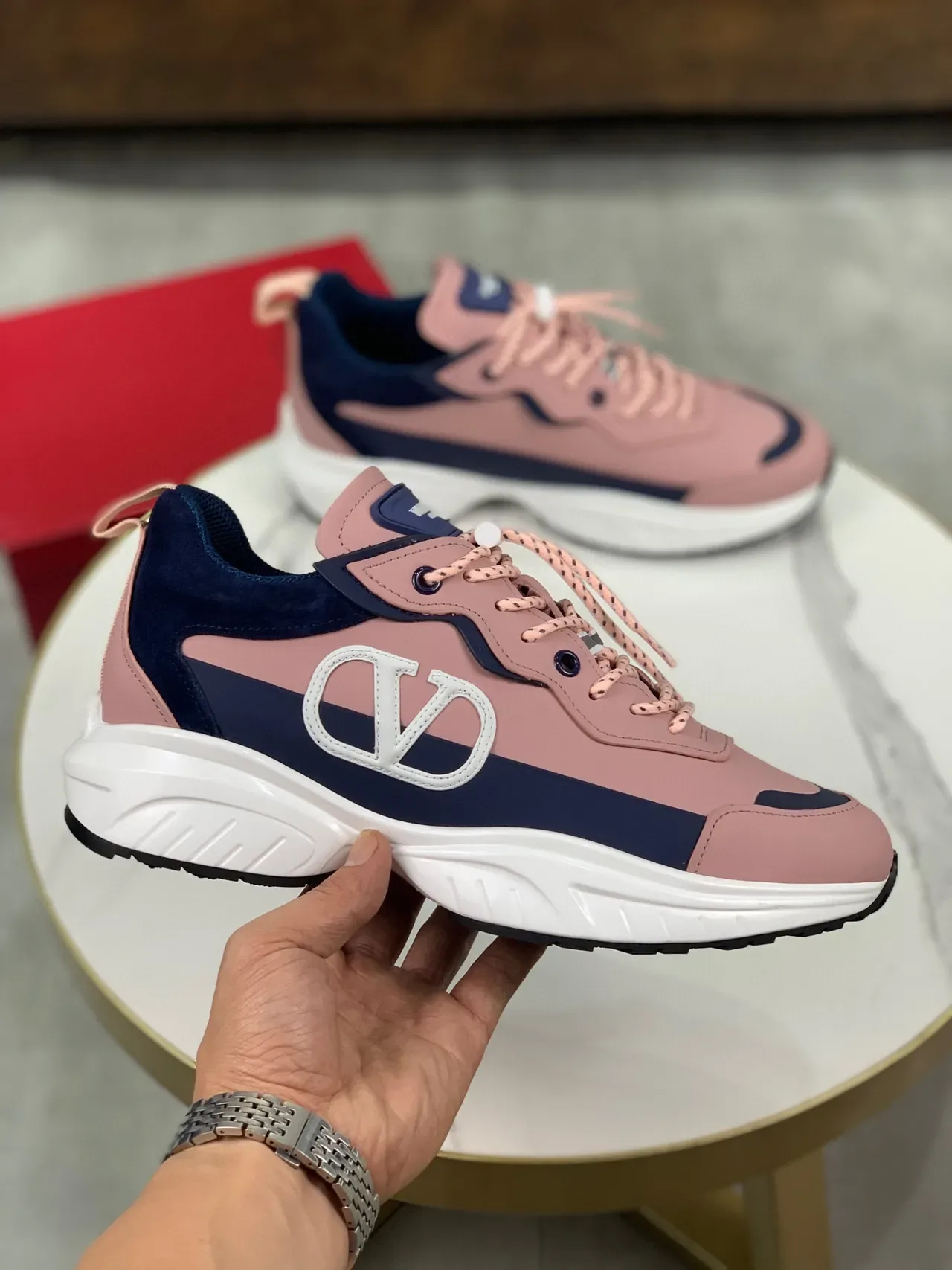 Valentino VLTN Sneakers Chunky Rose et Marine 7