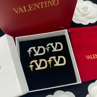 Valentino VLTN Pavé-Crystal Logo Stud Earrings