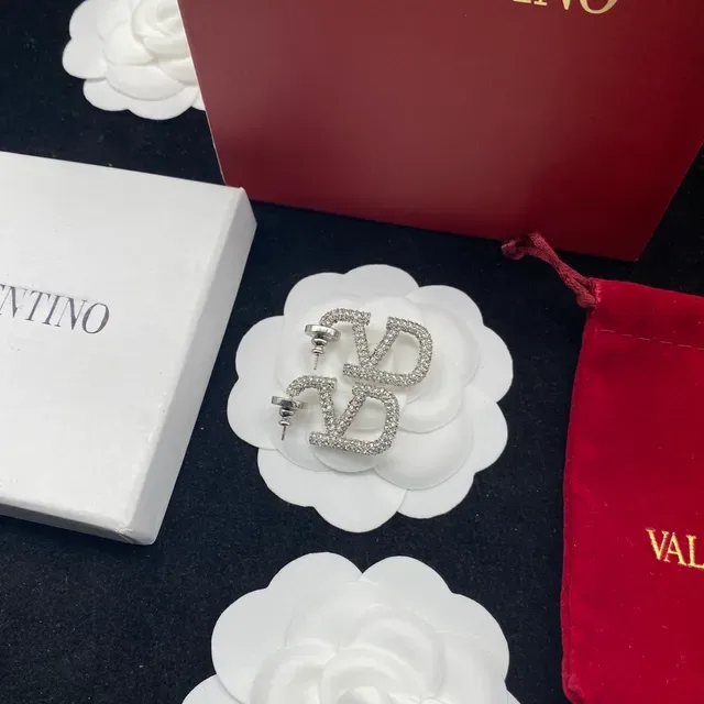 Valentino VLTN Pavé-Crystal Logo Stud Earrings 3