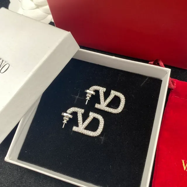 Valentino VLTN Pavé-Crystal Logo Stud Earrings 4