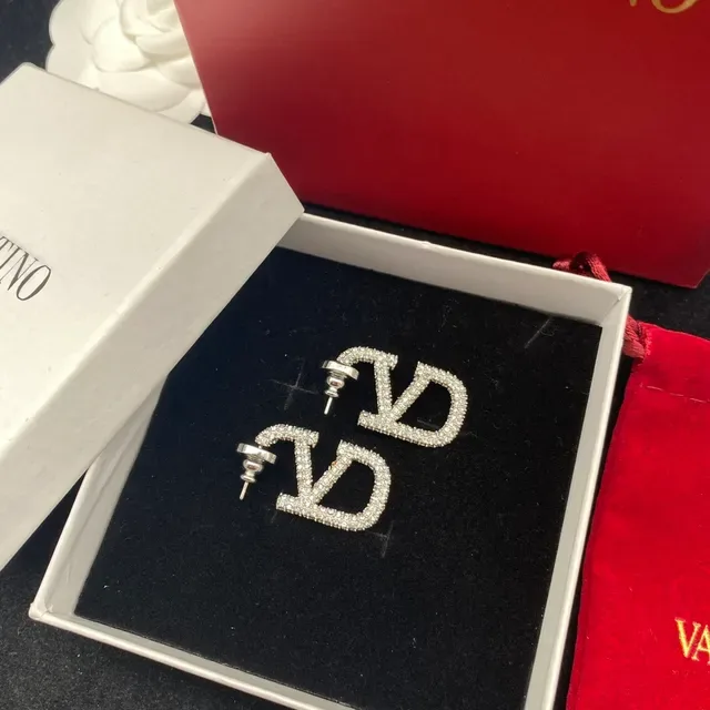 Valentino VLTN Pavé-Crystal Logo Stud Earrings 5