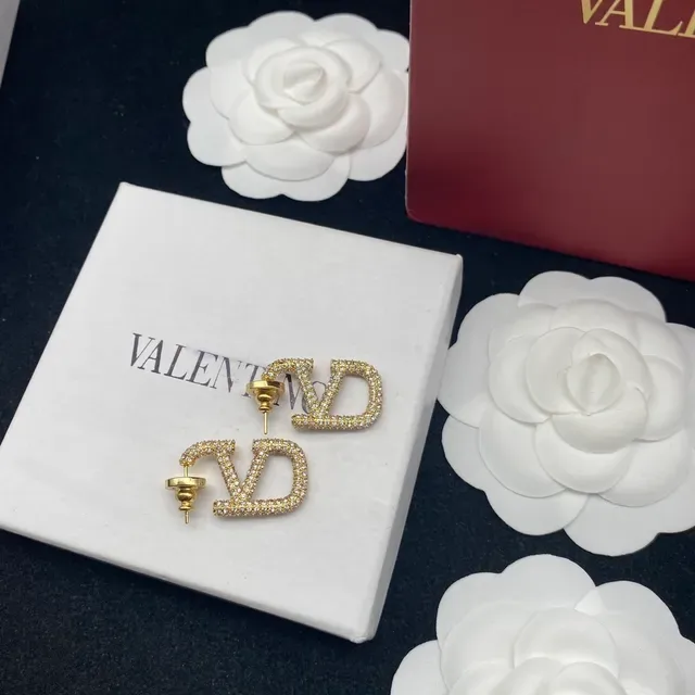 Valentino VLTN Pavé-Crystal Logo Stud Earrings 7