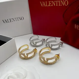Valentino VLTN Pavé Crystal Open V-Shaped Hoop Earrings