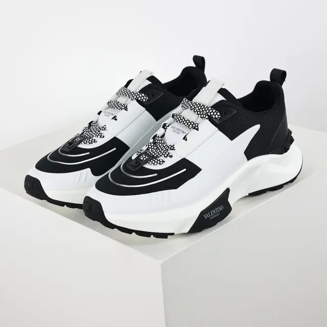Valentino Blancos Negros Suela Esculpida Paneles de Contraste Zapatillas Chunky 2
