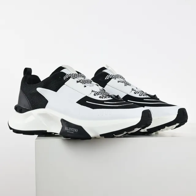 Valentino Blancos Negros Suela Esculpida Paneles de Contraste Zapatillas Chunky 3