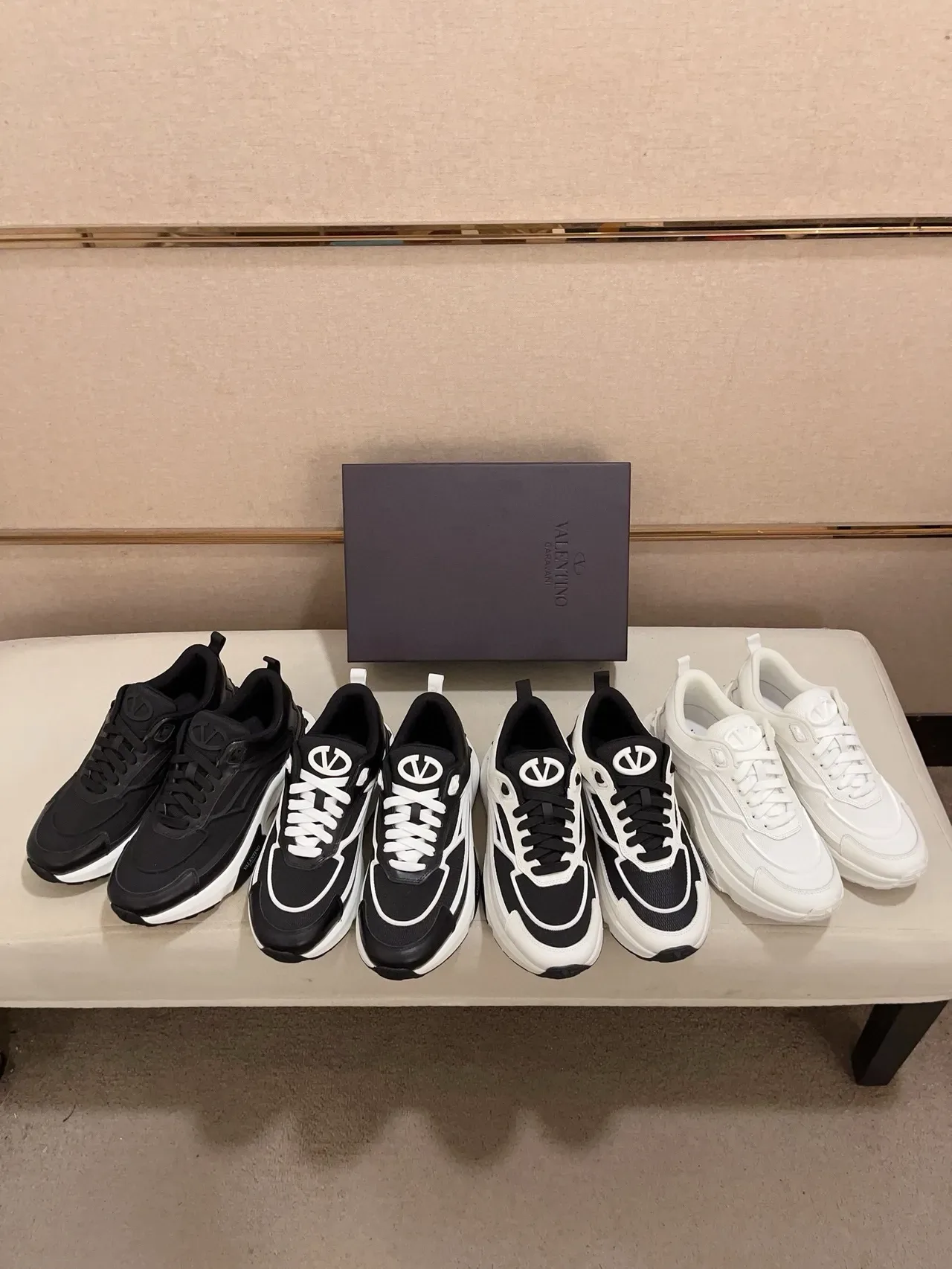 Valentino White Monochrome Sculpted Sole Chunky Sneakers 2