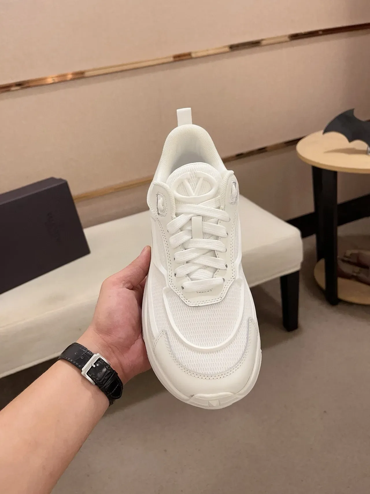 Valentino White Monochrome Sculpted Sole Chunky Sneakers 6