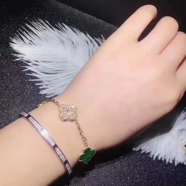 Van Cleef & Arpels Alhambra Cinq motifs malachite et diamant bracelet 2