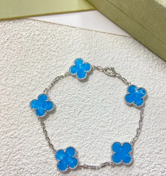Van Cleef & Arpels Alhambra Five Motif Blue Stone Gold Bracelet 3