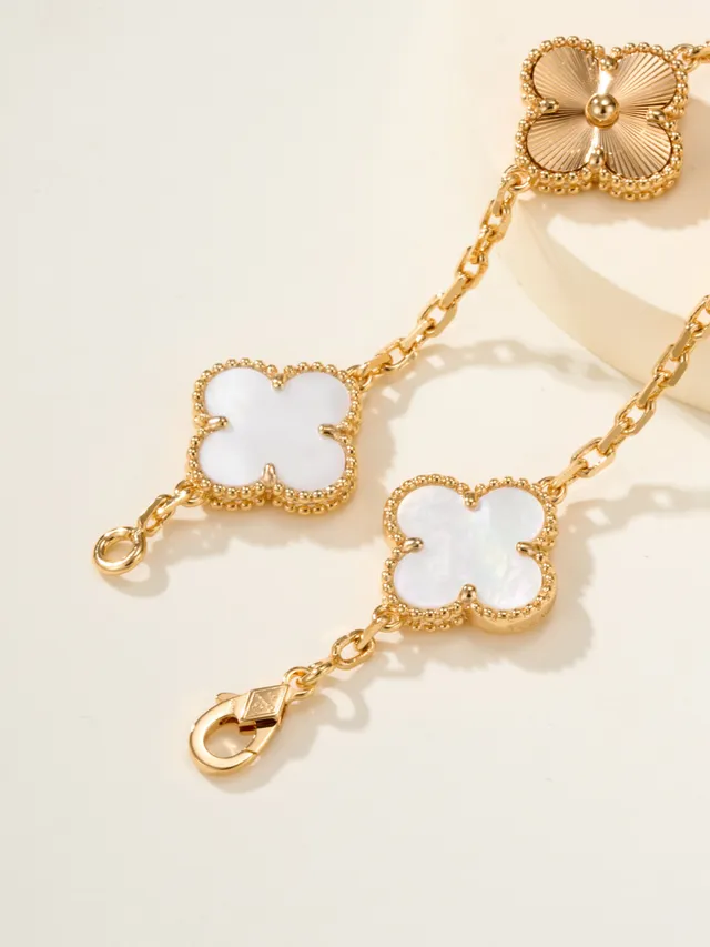 Van Cleef & Arpels Alhambra Cinco Motivos Ouro e Mãe de Pérola Pulseira 6