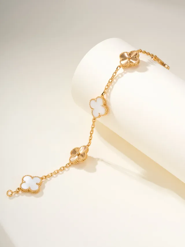 Van Cleef & Arpels Alhambra Cinco Motivos Ouro e Mãe de Pérola Pulseira 8