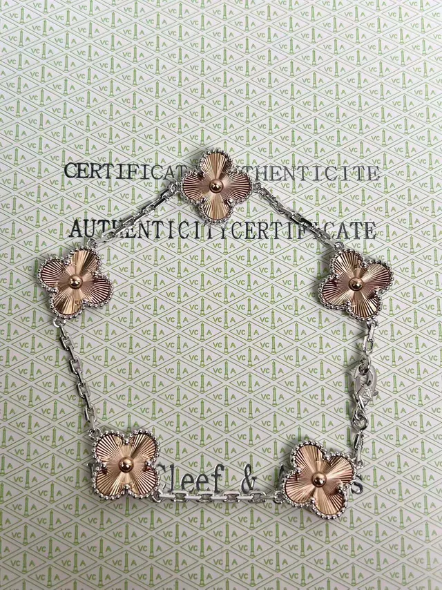 Van Cleef & Arpels Alhambra Five Motif Rose Gold et White Gold bracelet 4