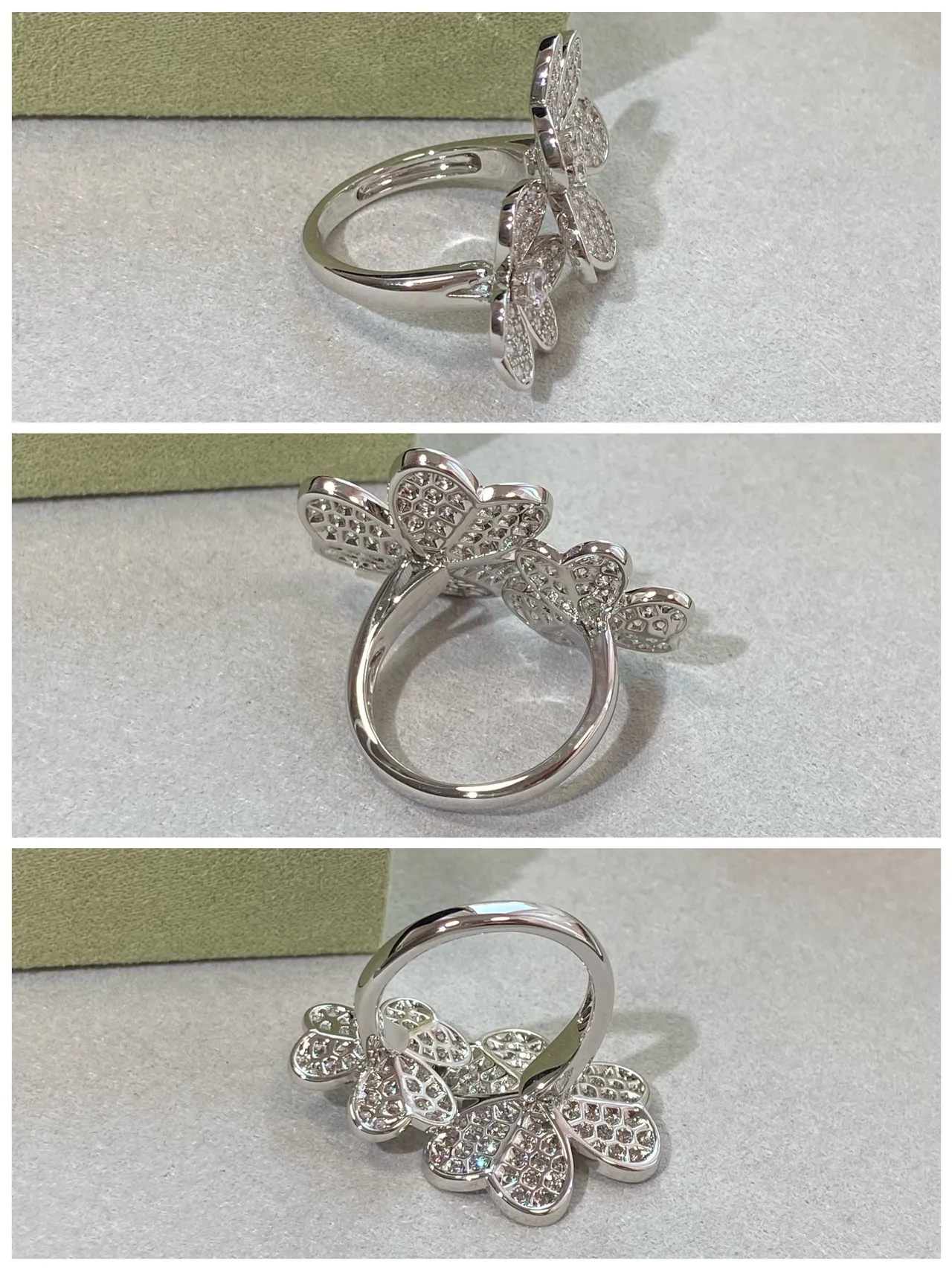 Van Cleef & Arpels Frivole Broche de diamants Pavé-Set argent blanc en forme de fleur 2