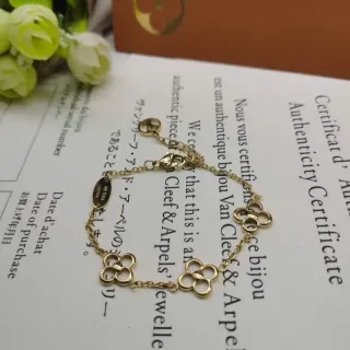 Van Cleef & Arpels سلسلة ذهبية نقشات برسيم ذو الأوراق الأربعة سوار