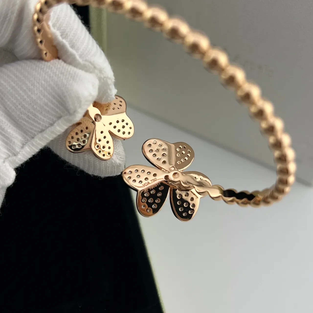 Van Cleef & Arpels Bracelet Floral Or Rose Pavé 3
